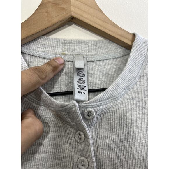 Skims Cotton Rib Long Sleeve Y2K Bella Henley Top XS Coquette Minimalist Lounge - Picture 6 of 15